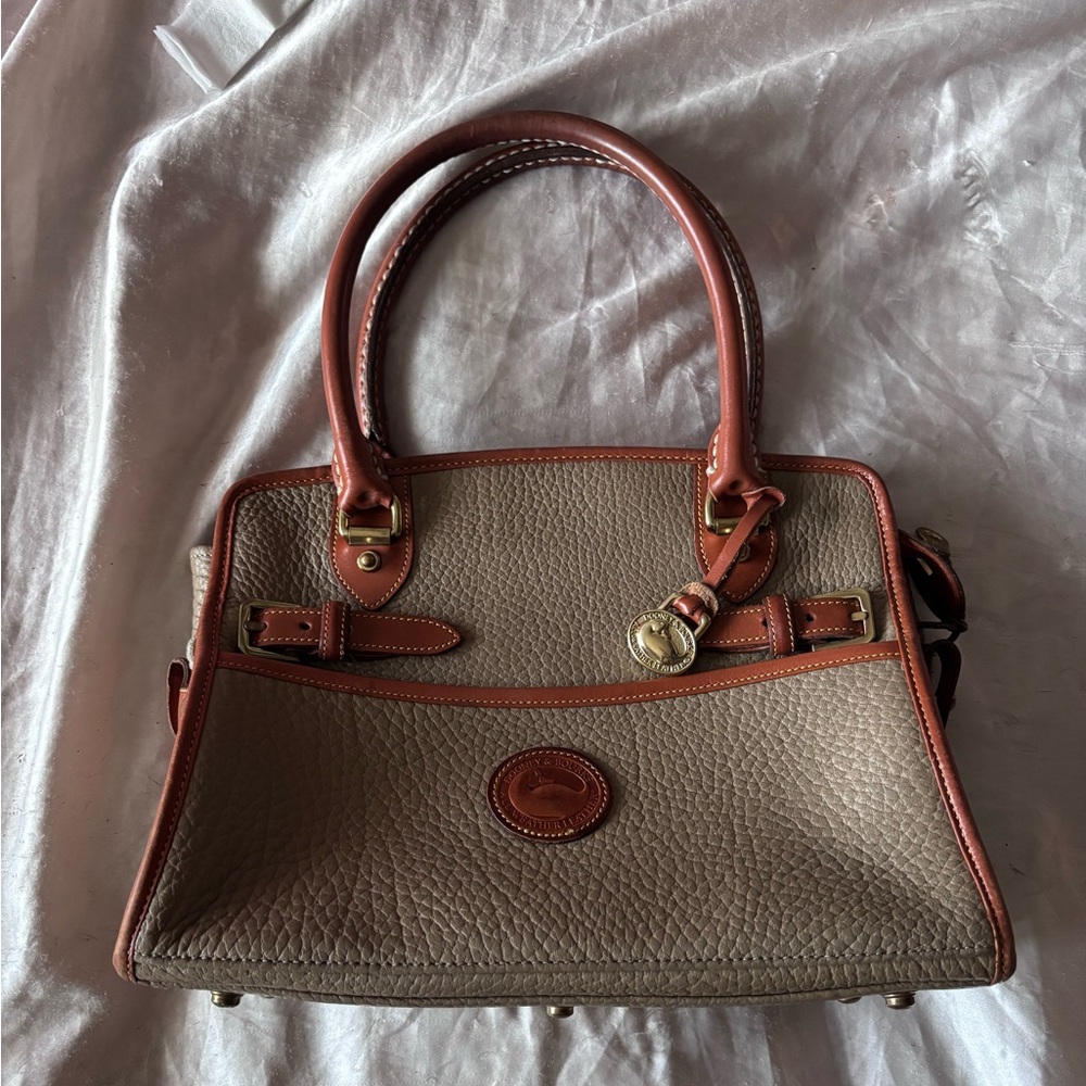 Vintage Dooney & Bourke Buckle Satchel Bag Taupe All Weather Leather  No Strap